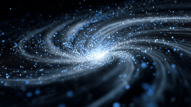 Digital Data Flow Visualization - Glowing Network Streams Merging in Technological Convergence