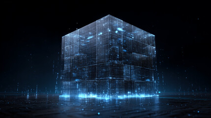 Data Warehouse Technology Visualization: Futuristic Cube Network of Interconnected Servers