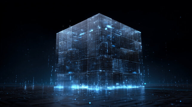 Data Warehouse Technology Visualization: Futuristic Cube Network of Interconnected Servers