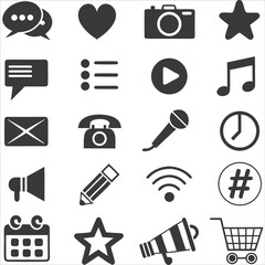 Social Media & Communication Silhouette Icons &ndash; Modern UI Vector Symbols