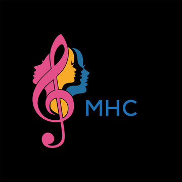 Multicolor Female Faces with Musical Note Logo, MHC LATER LOGO Colorful Music Logo with Female Faces

