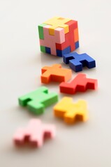 Colorful rubber blocks on white  background.