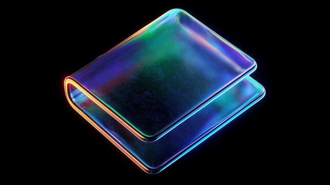 Digital Wallet Holographic Icon - Modern Fintech Cryptocurrency Blockchain UI Element