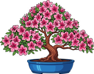 zen bloom a timeless artistic rendition of azalea bonsai serenity, isolated on transparent background