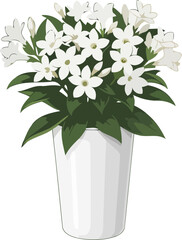 zen bloom pot tranquil white flowers elevating modern aesthetics, isolated on transparent background