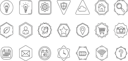 Futuro line icon set isolated on white background