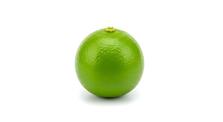 Single fresh green lime fruit isolated on white background