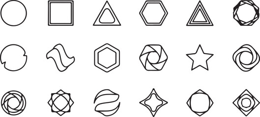 Modern monochromatic icon set for digital design isolated on white background