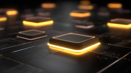 Futuristic Edge Computing Network Visualization with Glowing Digital Nodes and Interconnected Processors