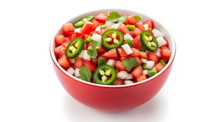 Fresh pico de gallo salsa with tomato, onion, and jalapeo
