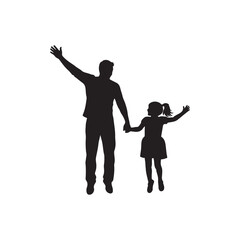 Father and Daughter Silhouette Celebrating Father's Day silhouette icon vector flat design