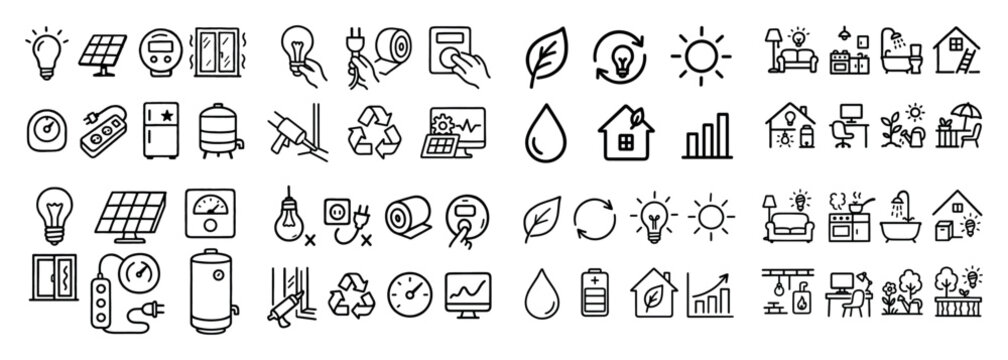 Eco-friendly energy icon set