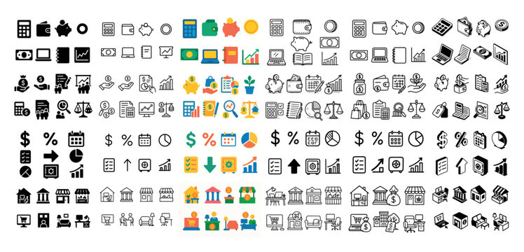 Finance and business icon set collection - Powered by Adobe