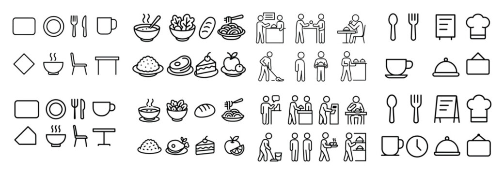 Restaurant theme icon set collection