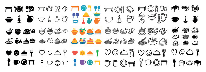 Assorted food and drink icons collection