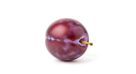 Single ripe purple plum fruit isolated on white background