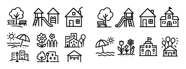 Joyful Place Doodle Icons