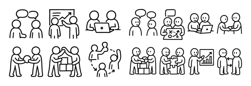 Cooperation Doodle Icons