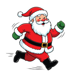 Cartoon Santa Claus Running Fast Illustration.