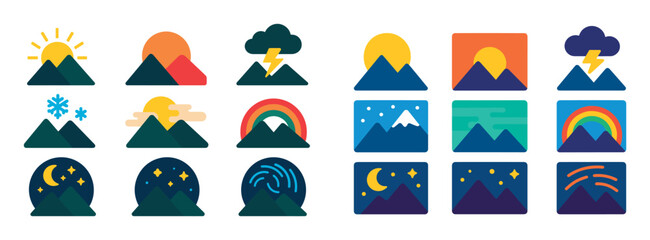 Mountain Landscape Icon Set
