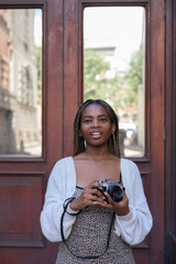Portrait of young woman with vintage