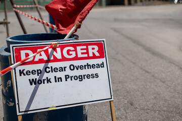Danger work in progress sign