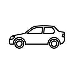 Simple line art icon of a car, representing transportation, travel, vehicle, and automotive industry