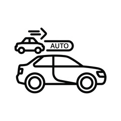 Automated car icon with smaller vehicle and auto text, symbolizing autonomous driving and smart transport