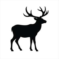 Fototapeta premium Deer Silhouette Icon Buck with Antlers Wildlife and Nature Symbol Vector Illustration