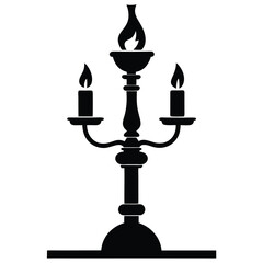 european candlestick black and white silhouette