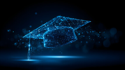 Graduation cap forming technological network for digital education