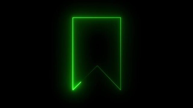 Glowing neon line bookmark save icon animation. 