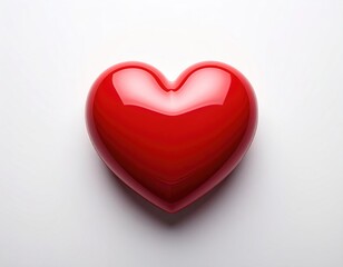 Glossy red heart on white background