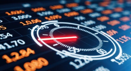 Stock market ticker with gauge and financial data