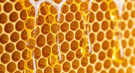Honey dripping from honeycomb structure  