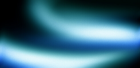 Glowing light blue ray black gradient background with abstract grainy noise texture banner header poster design