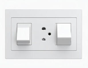 White electrical outlet with two switches, symmetrical