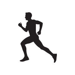 Marathon runner men silhouette icon vector flat design