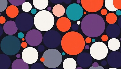 Vibrant abstract pattern of overlapping circles in bold colors on a dark background