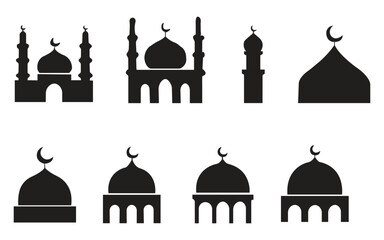 Prayer Mosque Silhouette Vector Artwork, Minimal Islamic Design.