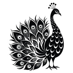 Fototapeta premium elegant peacock silhouette with luxurious tail feather