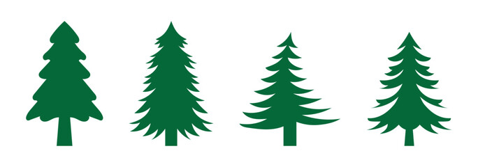 Tree silhouette set, pine and deciduous icons, forest vector clipart, black trees, nature graphic, stylized shapes, foliage illustration