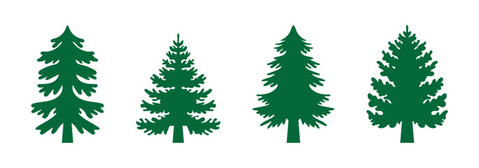 Tree silhouette set, pine and deciduous icons, forest vector clipart, black trees, nature graphic, stylized shapes, foliage illustration