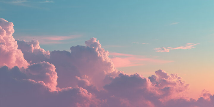 Dreamy pastel clouds in pink and blue tones, soft light sky with gentle gradient and ethereal calm atmosphere
- Powered by Adobe