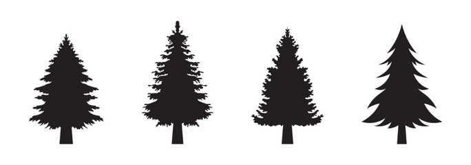 Fototapeta premium pine tree vector design with black silhouette and white background