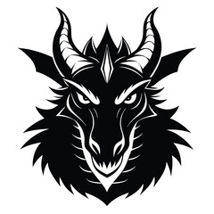 dragon head black and white silhouette on white background