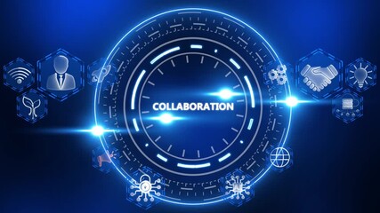 Digital Collaboration Concept with Glowing Icons and Network Connections teamwork partnership - Powered by Adobe
