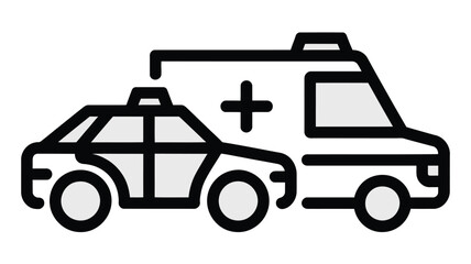 Emergency rescue service vector graphic with ambulance and car design