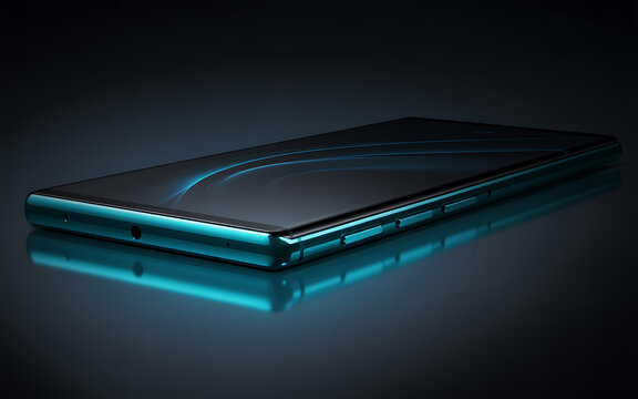 Sleek Smartphone with a Glowing Edge Design on Black Surface