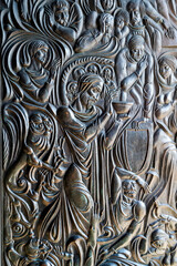 Ornate bronze relief at Tsarevets Cathedral